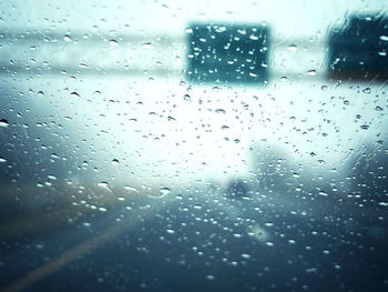 Full frame shot of raindrops on glass window