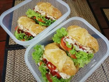 High angle view of food on table