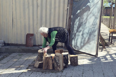 Woman working outdoors