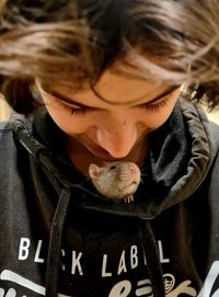 Close-up of girl with dog