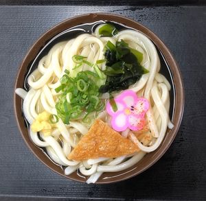 High angle view of food in bowl