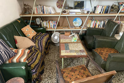 High angle view of vegetables for sale in market