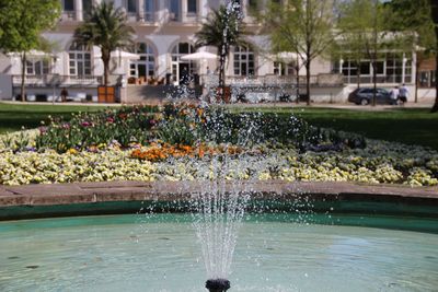 View of water fountain in swimming pool