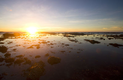 Scenic view of sea against sky at sunset