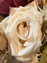 High angle view of rose bouquet