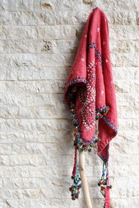 Close-up of red hanging outdoors