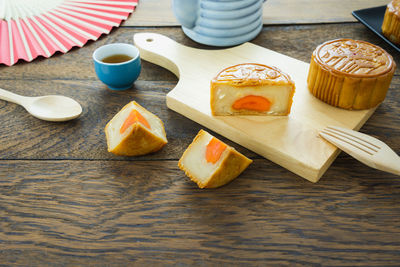 High angle view of food on table