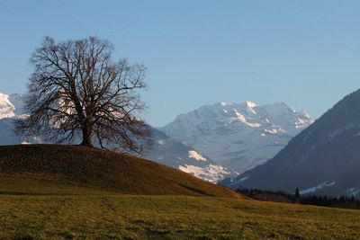 Scenic view of mountains against clear sky