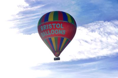 Low angle view of hot air balloon against sky