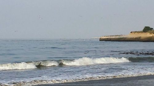 Scenic view of sea against clear sky