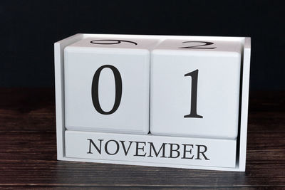 Close-up of date on table