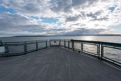Landscape of water and clouds from a ferry in the puget sound