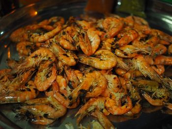 High angle view of seafood in plate