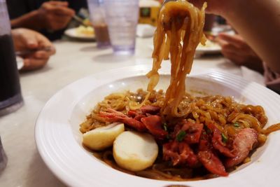 Close-up of food on table