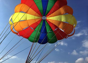 Low angle view of colorful balloons