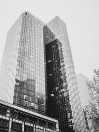 Low angle view of modern buildings against clear sky