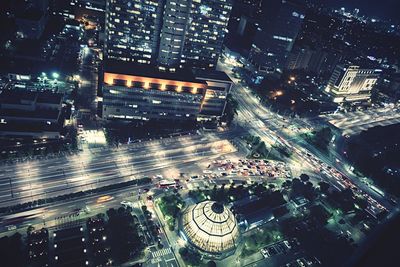 View of illuminated cityscape at night