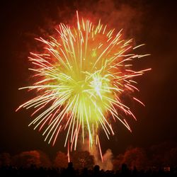 Firework display at night