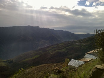 Scenic view of mountains against sky