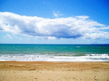 Scenic view of sea against cloudy sky