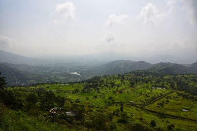 High angle view of landscape against sky