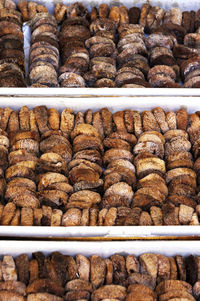 Full frame shot of dry figs for sale at market