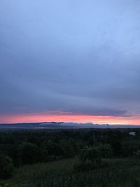 Scenic view of field against sky during sunset