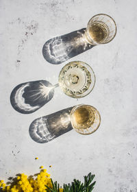 High angle view of light bulb on table