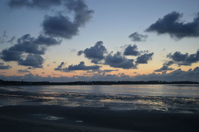 Scenic view of sea at sunset