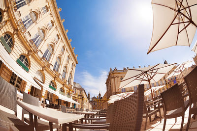 Low angle view of buildings in city