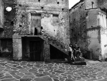 Boy in abandoned building