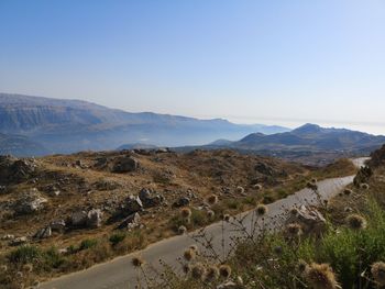 Scenic view of landscape against clear sky