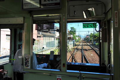 Train seen through window