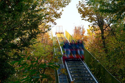 High angle view of railroad tracks during autumn