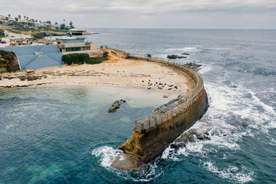 Children's pool in la jolla, california, elevated drone view