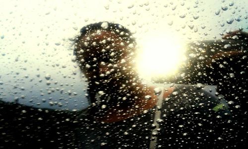 Close-up of water drops on glass