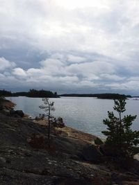 Scenic view of lake against sky