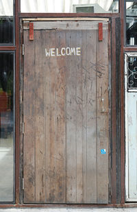 Closed door of building