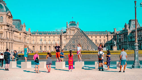 Group of people in front of building