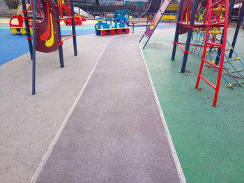 Colorful playground background. grey-blue rubber outdoor playground