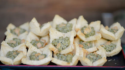 Close-up of served food in plate