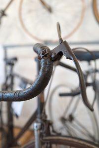 Close-up of rusty bicycle wheel