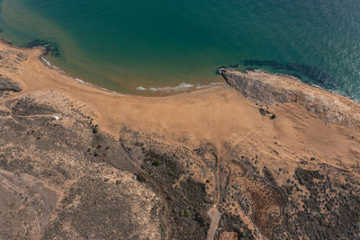 Aerial view of the beaches of calblanque and the mediterranean sea