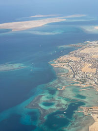 Aerial view of sea against sky