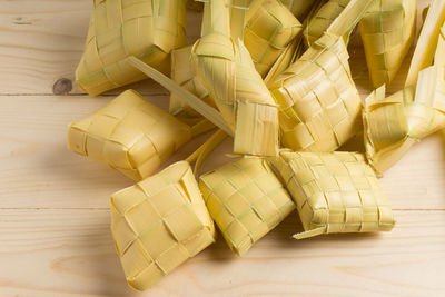 Close-up high angle view of table