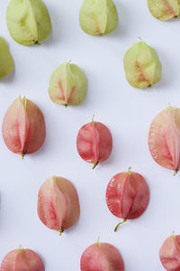 High angle view of leaves on white background