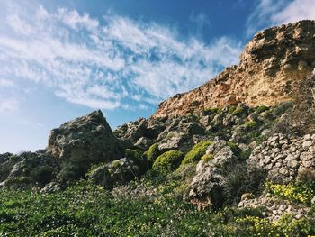 Low angle view of mountain against sky