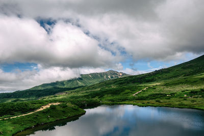 Scenic view of lake against sky