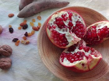 High angle view of fruits on table