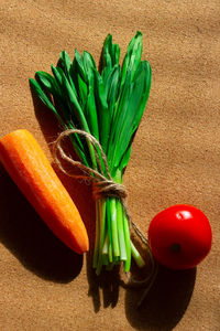 High angle view of food on table